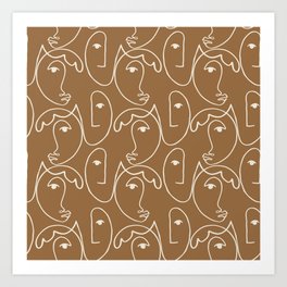 Abstract Faces Line Art Pattern Art Print | Curated, Linedrawing, Graphicdesign, Contemporary, Digital, Facesketch, Onelinedrawing, Monochrome, Sketch, Lineart 