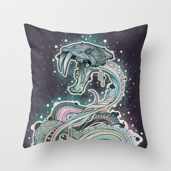 Saber-toothed Serpent in Space. Throw Pillow