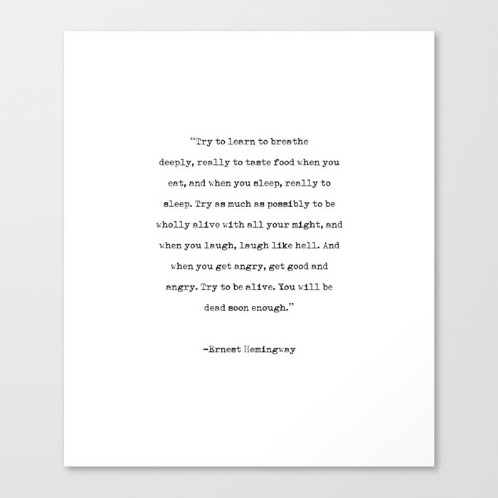 Ernest Hemingway | Typewriter Style Quote Canvas Print