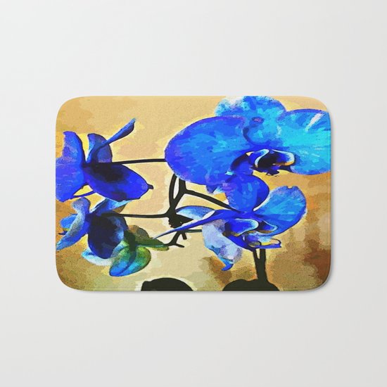 Painted Blue Orchid Bath Mat