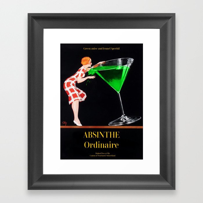 1920's Absinthe Ordinaire aperitif alcoholic beverages advertising poster for kitchen & dining room Framed Art Print