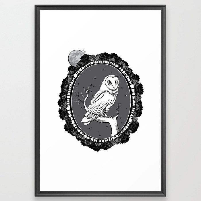 Night Owl Oval Framed Art Print