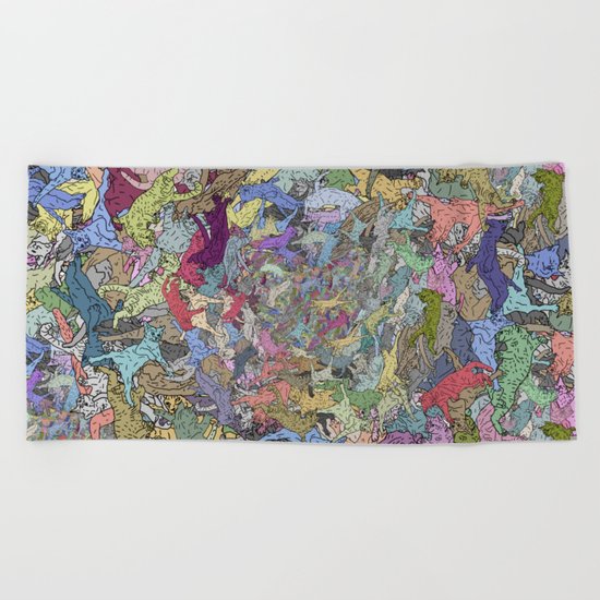 Colorful Flying Cats Beach Towel