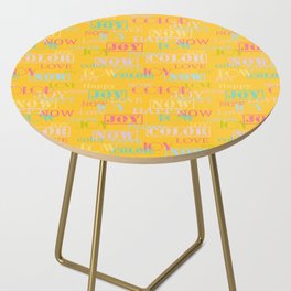 Enjoy The Colors - Colorful Typography modern abstract pattern on Yellow color background Side Table