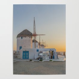 Mykonos Windmills by Pupina Poster