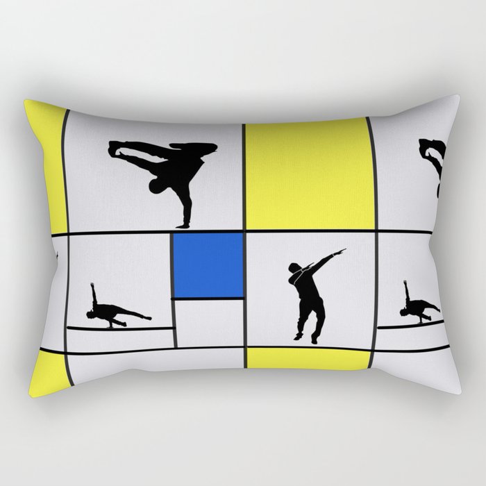 Street dancing like Piet Mondrian - Yellow, and Blue on the grey background Rectangular Pillow