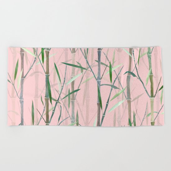 Bamboo Forest Pink Beach Towel