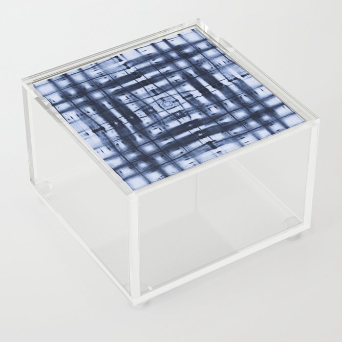 Square indigo shibori Acrylic Box