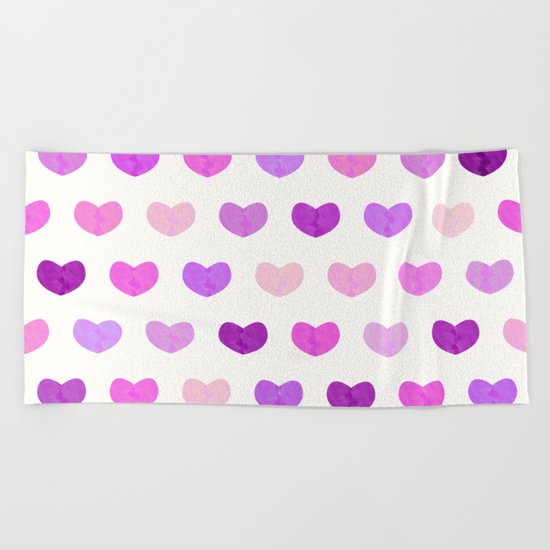 Colorful Cute Hearts IV Beach Towel
