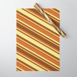 [ Thumbnail: Brown, Chocolate & Tan Colored Stripes/Lines Pattern Wrapping Paper ]