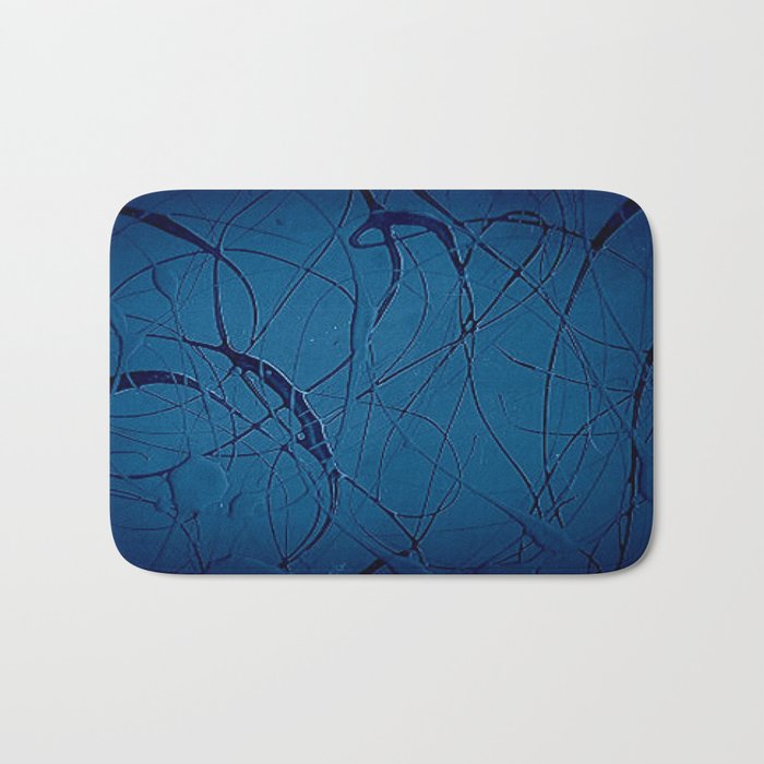 Navy Blue Jackson Pollock Style Famous Artists Abstract Painters Modern Art Corbin Henry Bath Mat By Corbinhenry