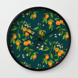 Citrus Tree - Navy Wall Clock