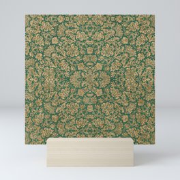 Antique Gold and Green Brocade Pattern Mini Art Print