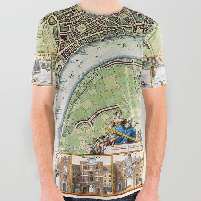 Plan of London - 1688 Vintage pictorial map All Over Graphic Tee