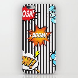 65 MCMLXV Cosplay Boom! Pow! Comicbook Speech Bubbles Striped Pattern iPhone Skin