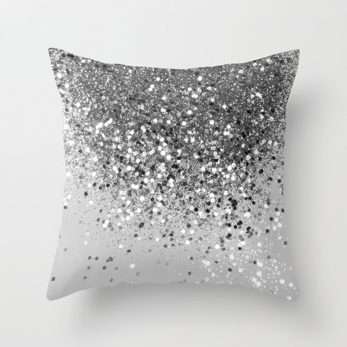 Soft Silver Gray Glitter #1 (Faux Glitter - Photography) #shiny #decor #art #society6 Throw Pillow