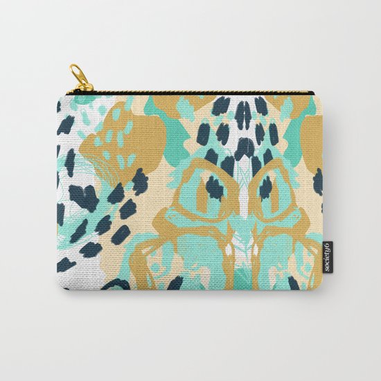Silas - abstract print in mint, green, mustard navy Carry-All Pouch