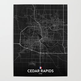 Cedar Rapids, Iowa, United States - Dark City Map Poster