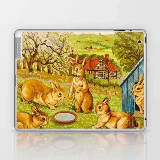 Springtime Rabbits by Louis Wain Laptop & iPad Skin