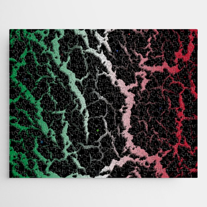 Cracked Space Lava - Green/White/Red Jigsaw Puzzle