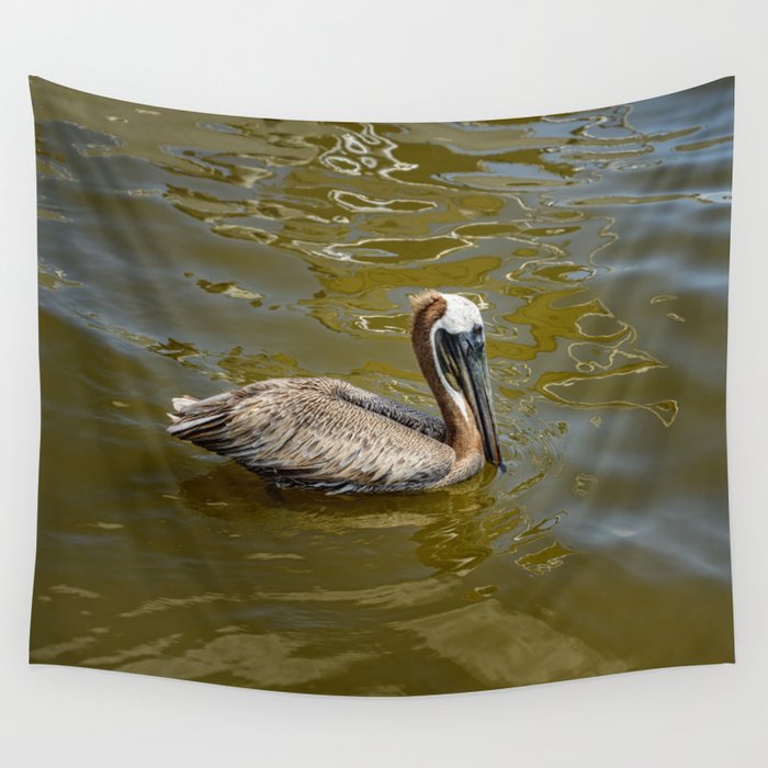 Brown Pelican 0581 - Cedar Key, Florida Wall Tapestry