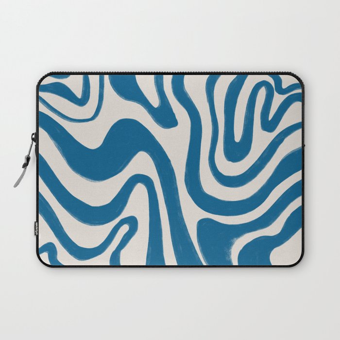 Daphne Blue Minimalistic Hand-Painted Swirl Laptop Sleeve
