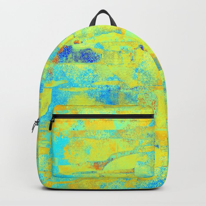 African Dye - Colorful Ink Paint Abstract Ethnic Tribal Organic Shape Art Yellow Turquoise Backpack