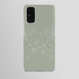 Boho Sage Green, Decor, Line Art, Botanical Leaves Android Case