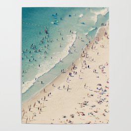 Aerial Beach Love Print - aerial Ocean Sea photography by Ingrid Beddoes Poster