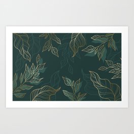 Green nature and gold leaves Art Print
