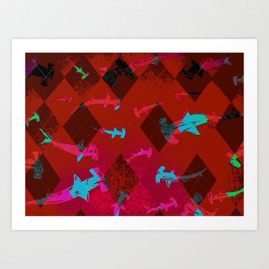 Argyle Frenzy in Ruby Art Print