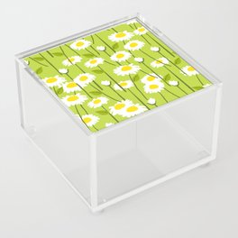 Cheerful Modern Daisy Flowers On Green Acrylic Box