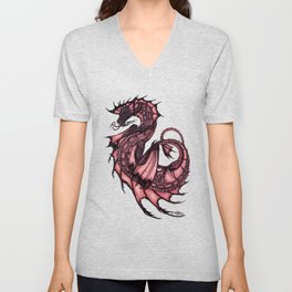 "Tsunami" by Amber Marine ~ Sea Dragon (Ruby Version) ~ Graphite Illustration, (Copyright 2005) V Neck T Shirt