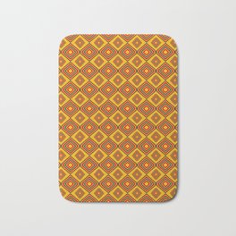 SEVENTIES: Crooked Windows against yellow background  Bath Mat | Repeat, Graphicdesign, Square, Vectorised, Orange, Repeating, Squares, Geometrical, Green, Seamless 