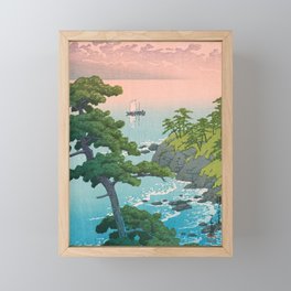 Hasui Kawase, Red Clouds Over The Sea - Vintage Japanese Woodblock Print Art Framed Mini Art Print