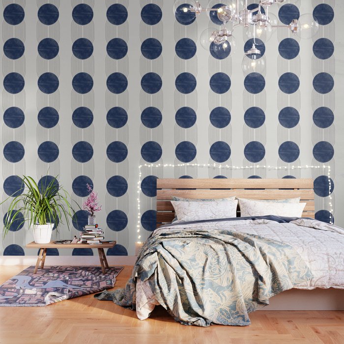 Mid Century Modern Blue Perfect Balance Wallpaper