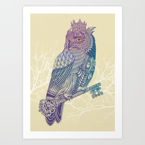 Owl King Color Art Print