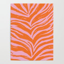Bright Pink and Orange Tiger Stripes - Animal Print - Zebra Print Poster