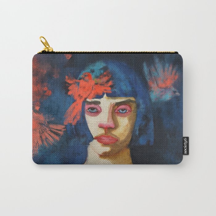 Birds - expressive portrait of a woman Carry-All Pouch