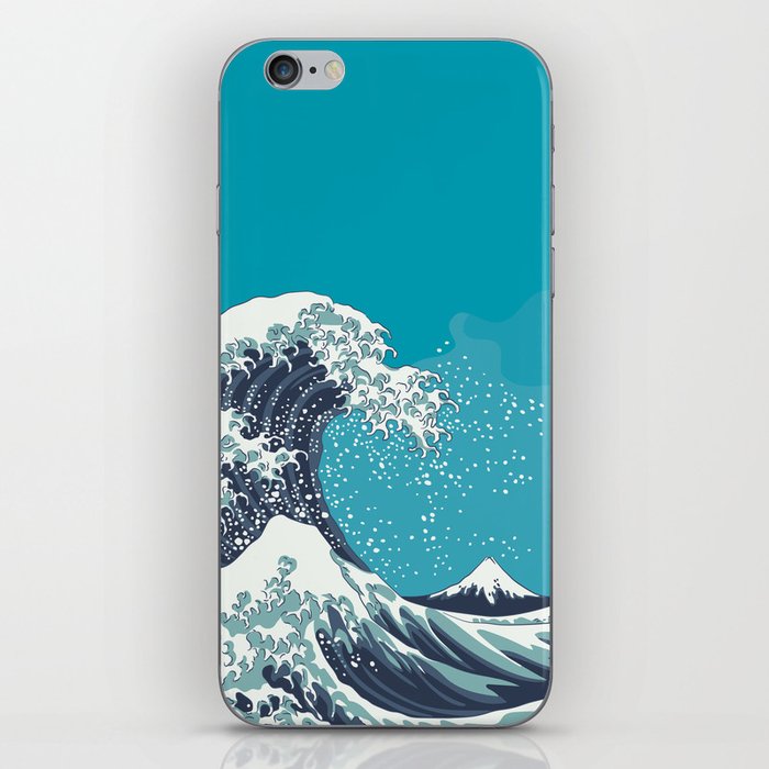 Great Wave and Mount Fuji vintage japanese woodcut style illustration iPhone Skin