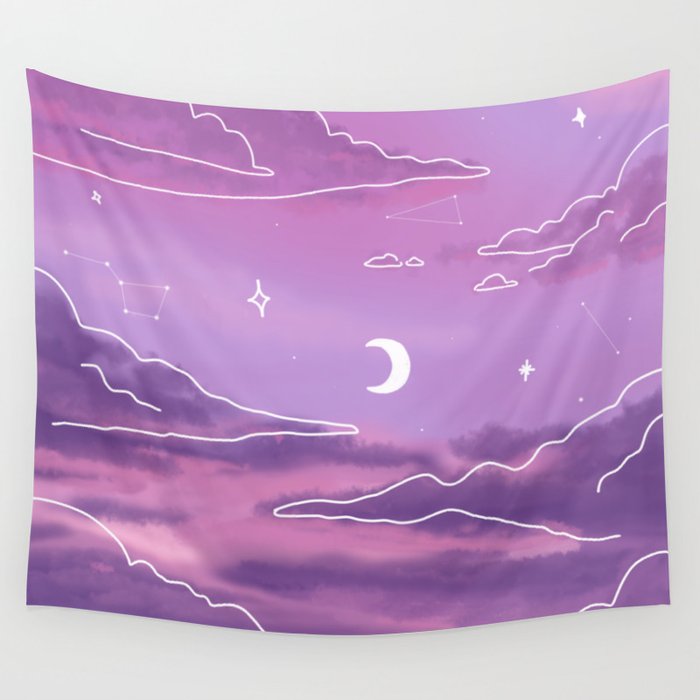 Purple Sunset View Wall Tapestry