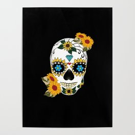 Flower Floral Sugar Skull Muertos Day Of Dead Poster