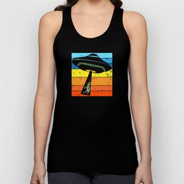 Flying Saucer Funny Alien T-Rex UFO Abduction Unisex Tank Top