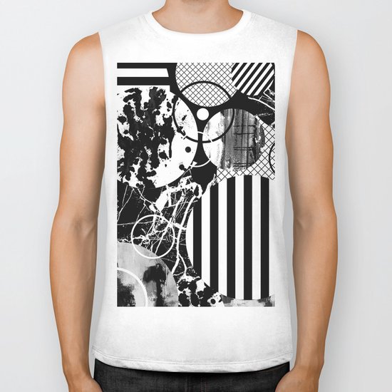 Black And White Choas - Mutli Patterned Multi Textured Abstract Biker Tank