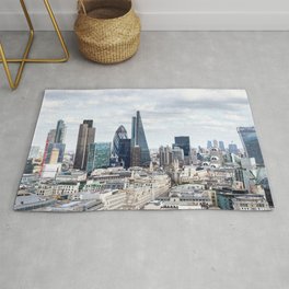 Great Britain Photography - Tall Skyscrapers Right Beneath The Clouds Area & Throw Rug