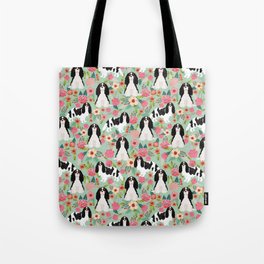 Cavalier King Charles Spaniel floral flowers dog breed pattern dogs mint Tote Bag