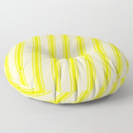 [ Thumbnail: Bisque & Yellow Colored Stripes/Lines Pattern Floor Pillow ]