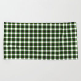 Green And Black Buffalo Plaid,Green And Black Pattern,Green And Black Plaid,Green And Black Gingham Checks, Beach Towel