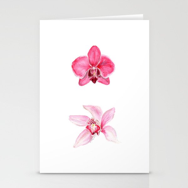 Pink Orchids Stationery Cards