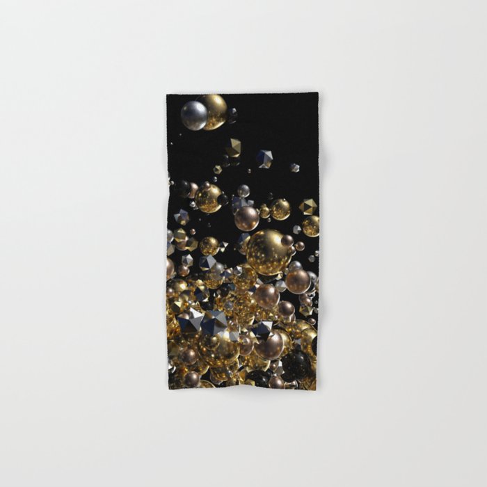 Elegant Abstract Geometry Explosion -Gold and Silver,Black- Hand & Bath Towel